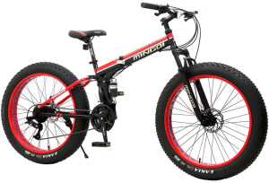 Велосипед MINGDI 26" FAT BIKE 666 (24ск., скл рама, двухподвес) черный/оранжевый
