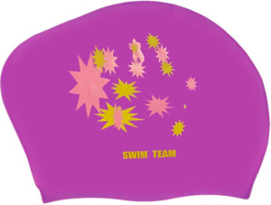 Шапочка для плавания SPRINTER SWIM TEAM KW-S (для длинных волос) звёзды, фиолетовый