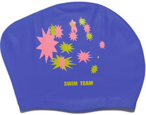 Шапочка для плавания SPRINTER SWIM TEAM KW-S (для длинных волос) звёзды, синий