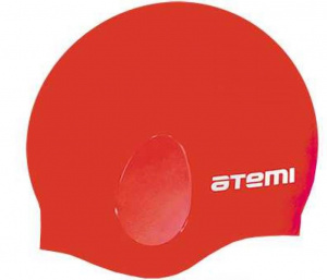 Шапочка для плавания ATEMI EC102, силикон (c "ушами"), красн.