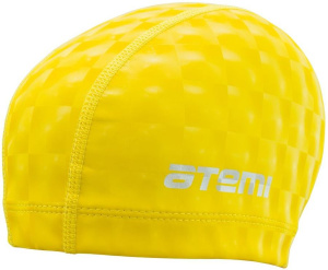 Шапочка для плавания ATEMI PU140 тканевая с ПУ покрытием, 3D желтая