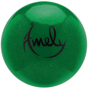 Мяч для художественной гимнастики однотонный AMELY AGB-303, d-19 см, PVC, зеленый, с насыщенными блестками