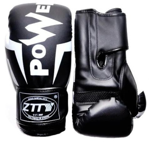 Перчатки боксерские ZTTY Q116, р-р 8 OZ, цв. черный/белый
