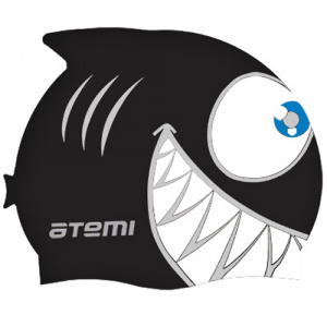 Шапочка для плавания ATEMI FC202 силикон (дет.), рыбка, черн.