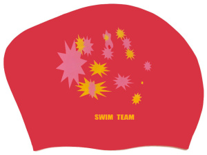 Шапочка для плавания SPRINTER SWIM TEAM KW-S (для длинных волос) звёзды, красный
