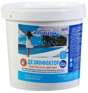 Средство для бассейнов Aqualeon медленный стабилизированный хлор, комплексный таб. 200гр/1шт (1532333)