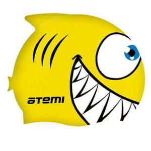 Шапочка для плавания ATEMI FC201 силикон (дет.), рыбка, желт.