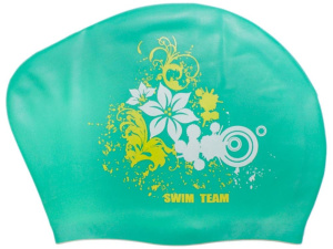 Шапочка для плавания SPRINTER SWIM TEAM KW-F (для длинных волос) цветы, зеленый