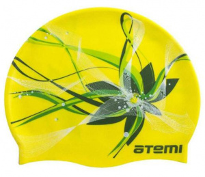 Шапочка для плавания ATEMI PSC414 силикон, желтая (цветок)