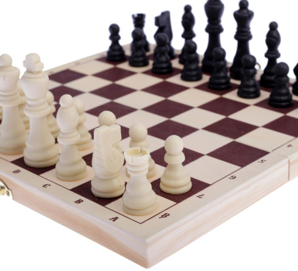 Игра настольная ШАХМАТЫ "Леви" + набор шашек в подарок, шашки d-2.6 см, король h-7.5 см, пешка h-3.5 см (4348872)