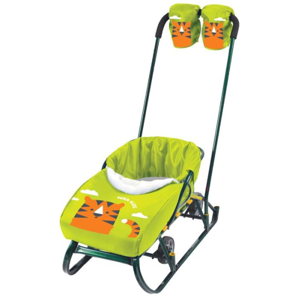 Матрасик для детских санок NIKA KIDS ТИГРЕНОК, цв. лимонный (матрасик+варежки)