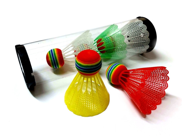 Воланы пластиковые SPRINTER SY-5C, цветные (в тубе, 5шт) (26188)