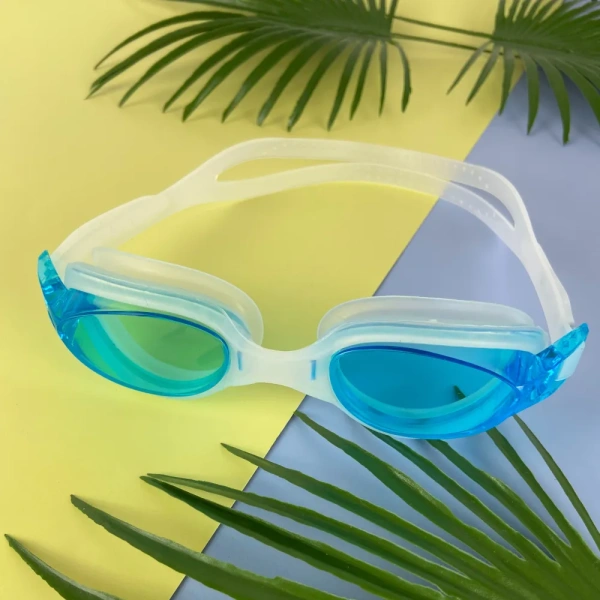 Очки для плавания ELOUS YG-2700, цв. белый/голубой