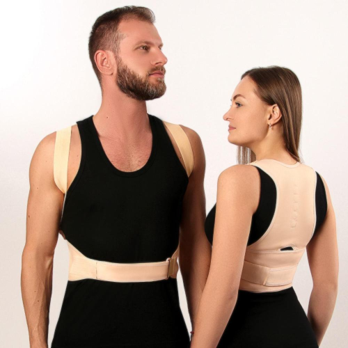 Массажер-фиксатор для осанки и поясницы ONLITOP, размер 2XL-3XL, на фастексах, цвет бежевый (5152656)