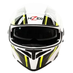 Шлем мото модуляр HIZER J5902 (M) белый/черный/желтый (2 визора) (14658)