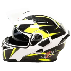 Шлем мото модуляр HIZER J5902 (L) белый/черный/желтый (2 визора) (14656)