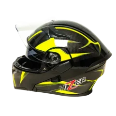 Шлем мото модуляр HIZER J5902 (M) black/neon yellow (2 визора) (14746)