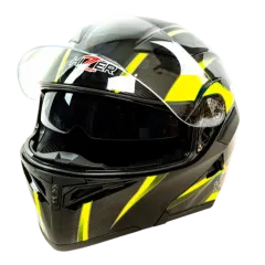 Шлем мото модуляр HIZER J5902 (XL) black/neon yellow (2 визора) (14747)