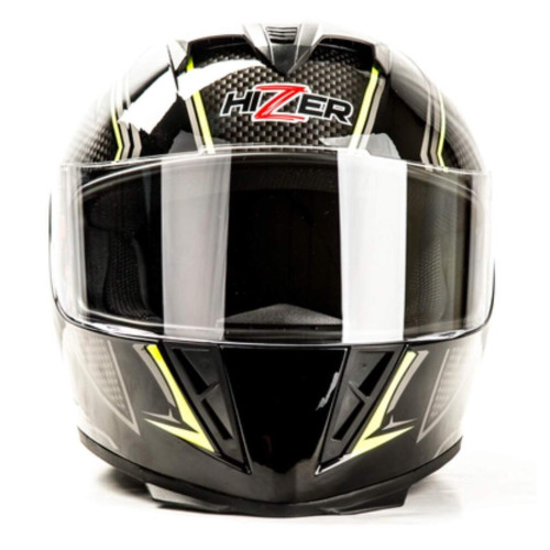 Шлем мото интеграл HIZER J5311 (M) black/lemon (13511)