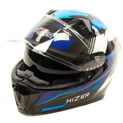 Шлем мото интеграл HIZER J5320 #1 (XL) черный/синий (2 визора)(14715)