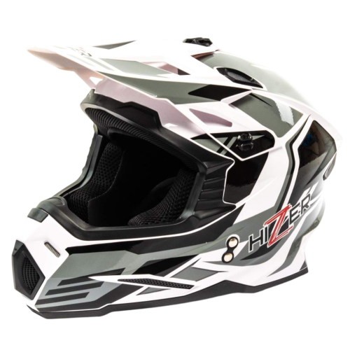 Шлем мото кроссовый HIZER J6801 (L) white/gray (17219)