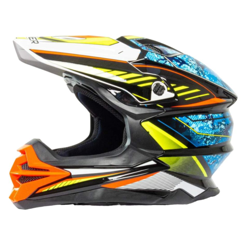 Шлем мото кроссовый HIZER J6803 (XL) black/blue (14679)