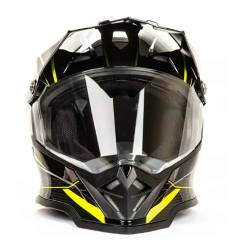 Шлем мото мотард HIZER B6197-1 (M) black/yellow (13259)