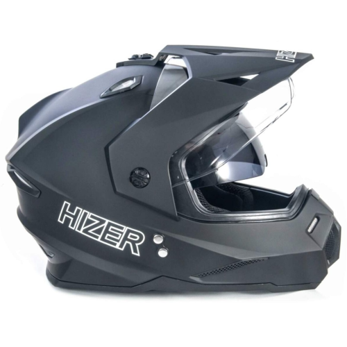 Шлем мото мотард HIZER J6802 (L) matt black (2 визора) (13547)