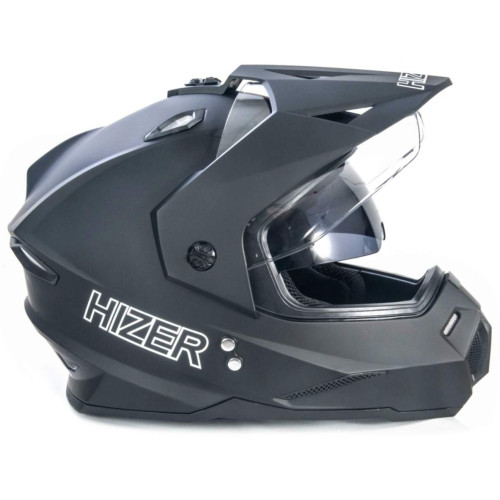 Шлем мото мотард HIZER J6802 (XL) matt black (2 визора) (13548)