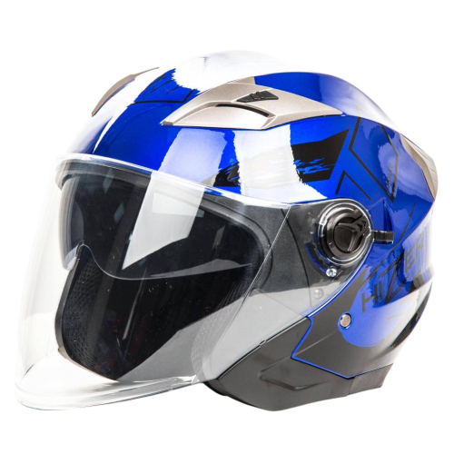 Шлем мото открытый HIZER B208 (S) blue/black (2 визора) (13216)