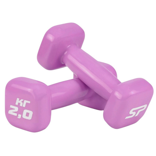 Гантели для фитнеса ESPADO ES1119, 2 кг, сиреневый, винил 2 шт.