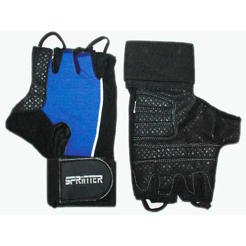 Перчатки для т/а SPRINTER кожа, замша, черный/синий р. М (16955)