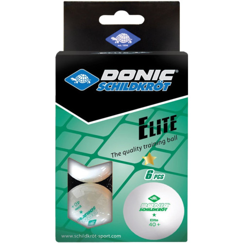 Мячи для н/т DONIC ELITE 1* 40+, 6 штук, белый