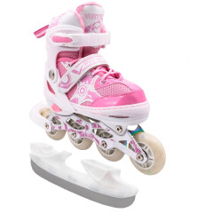 Коньки со сменным шасси VIRTEY PYXIS р.39-42, цв. розовый