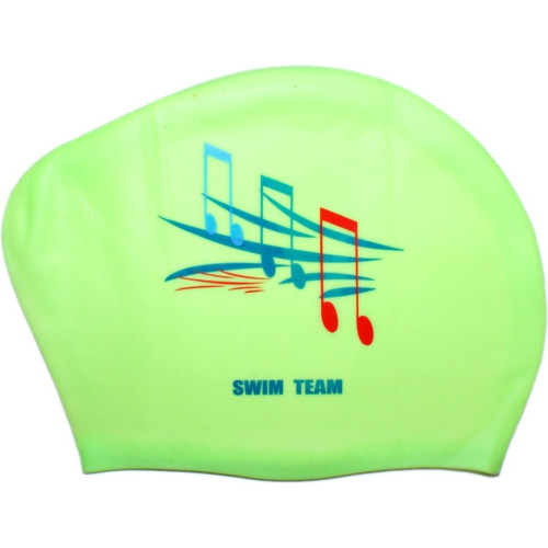 Шапочка для плавания SPRINTER SWIM TEAM KW-N (для длинных волос) ноты, зелёный