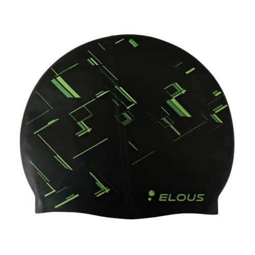 Шапочка для плавания ELOUSE BIG Matrix EL0011, силиконовая, черно-зеленая