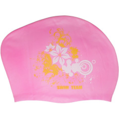 Шапочка для плавания SPRINTER SWIM TEAM KW-F (для длинных волос) цветы, розовый