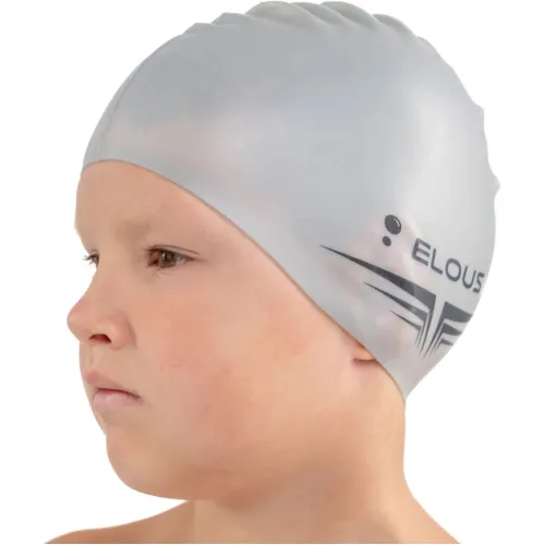 Шапочка для плавания ELOUSE EL005 однотонная, силиконовая, серая