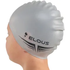 Шапочка для плавания ELOUSE EL005 однотонная, силиконовая, серая