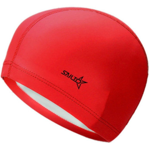 Шапочка для плавания SAILTO PU-N7 комбинированная (красный)