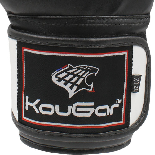 Перчатки боксерские KOUGAR KO400 кож. зам, черные, р-р, 6OZ