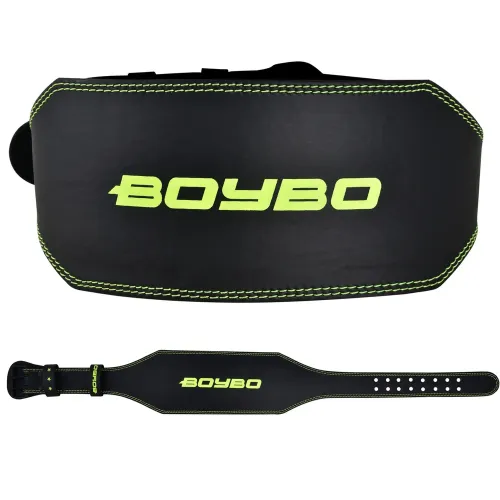Пояс т/а BoyBo Premium BW650 черный/зеленый кожа 2XL