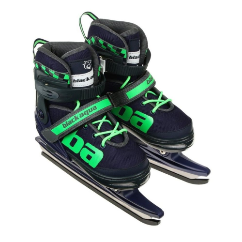 Коньки раздвижные BLACK AQUA AS-408 р.39-42 (синий/зеленый)