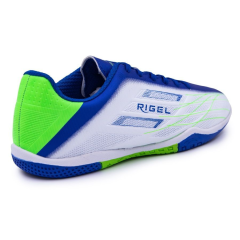 Бутсы ф/б VIRTEY INDOOR 23885, иск.кожа, цв. белый/синий/зеленый, р.40