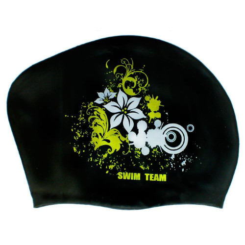 Шапочка для плавания SPRINTER SWIM TEAM KW-F (для длинных волос) цветы, черный