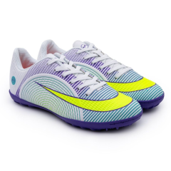 Бутсы ф/б VIRTEY TURF 23013, иск.кожа, цв. белый/фиолетовый/зеленый, р.41