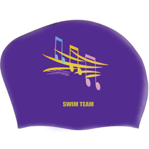 Шапочка для плавания SPRINTER SWIM TEAM KW-N (для длинных волос) ноты, синий