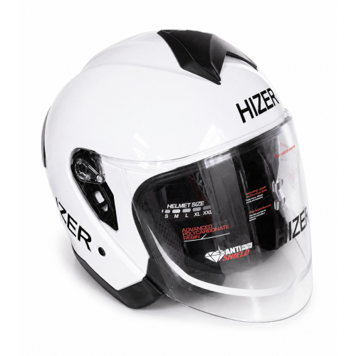 Шлем мото открытый HIZER J232 #1 (M) white (2 визора) 23575