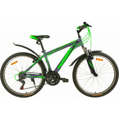 Велосипед PIONEER 26" CITY, рама сталь 16", 21-ск, сер/черн/зел