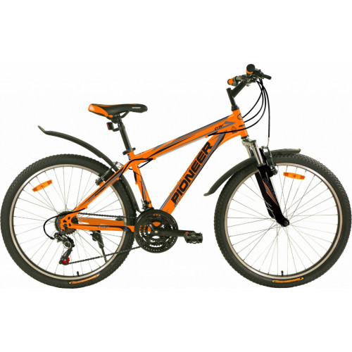 Велосипед PIONEER 26" CITY, рама сталь 16", 21-ск, сер/черн/оран